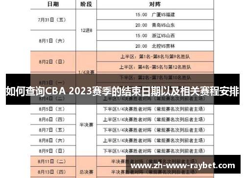 如何查询CBA 2023赛季的结束日期以及相关赛程安排